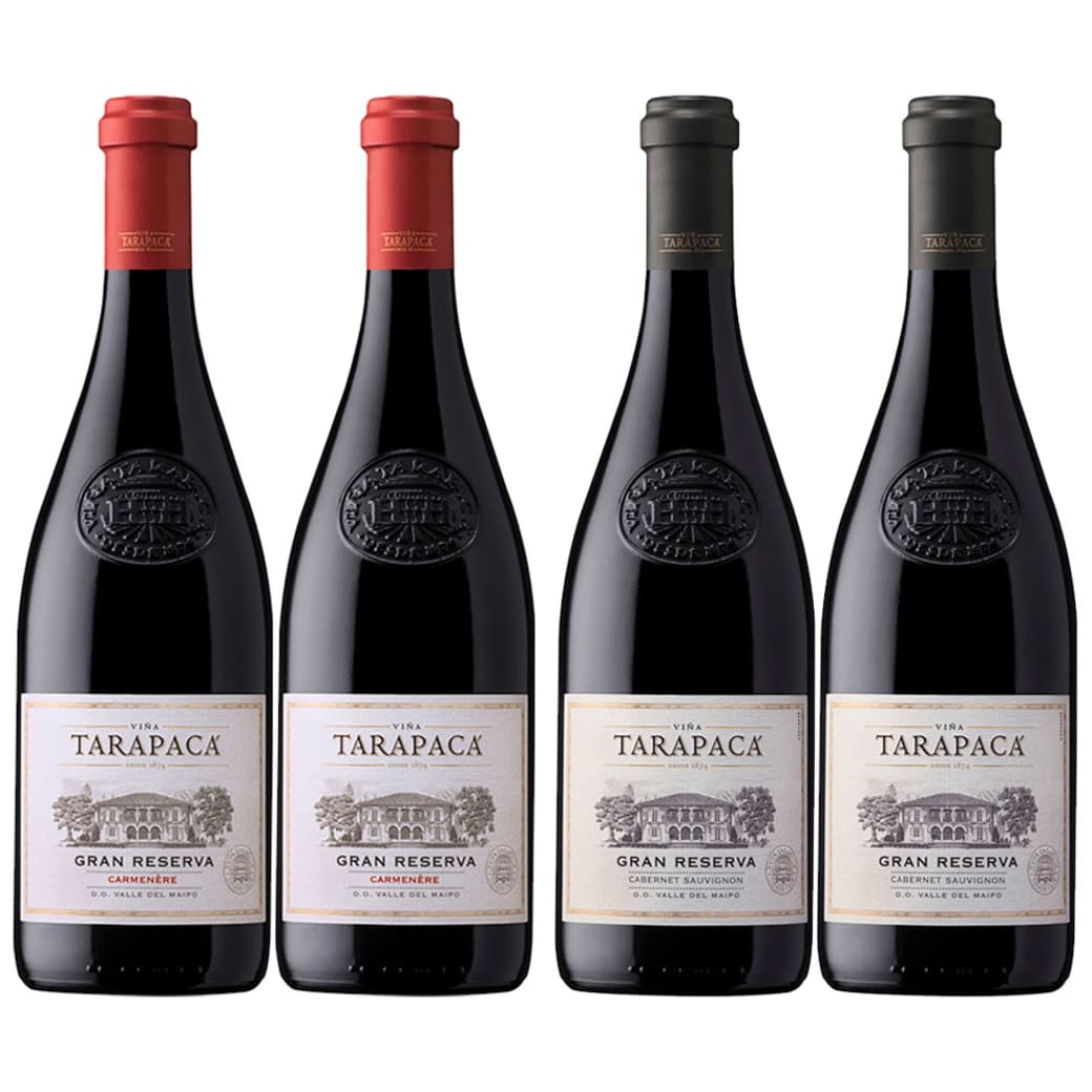 CUARTETO TARAPACÁ GR: 2x Vino Tarapacá Gran Reserva Carmenere 750cc + 2x Vino Tarapacá Gran Reserva Cabernet Sauvignon 750cc_1