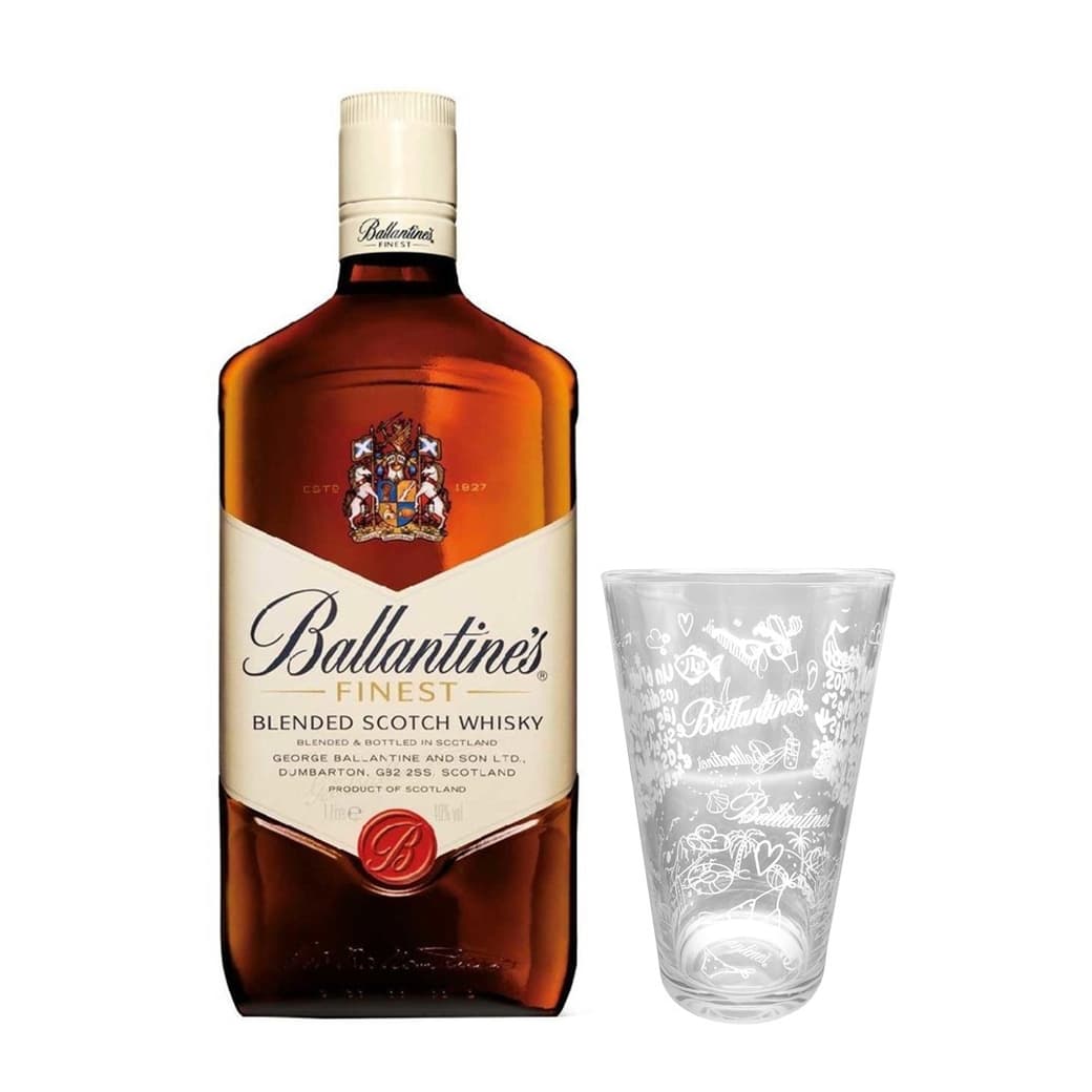 PACK BALLANTINES + VASO N°4: 1x Whisky Ballantines 1 Litro 40º alc. + 1x Vaso Ballantines_1