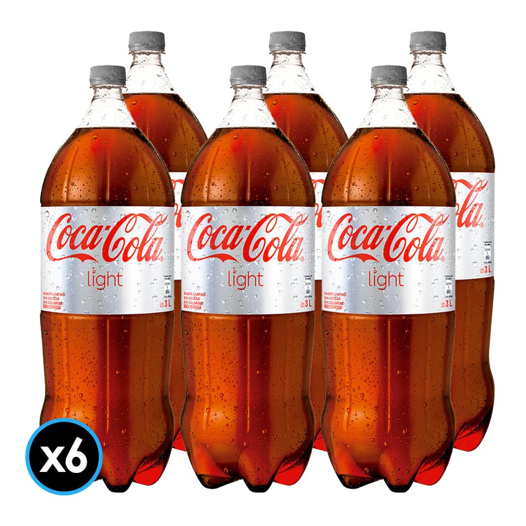 6x Bebida Coca-Cola Light 3 Litros_1