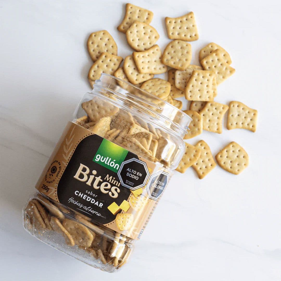 TRIO MINI BITES GULLON: 1x Galletas Mini Bites Jamon Gullon 250 gr + 1x Galletas Mini Bites Cheddar Gullon 250 gr + 1x Galletas Mini Bites Quinoa y Chía Gullon 250 gr_3