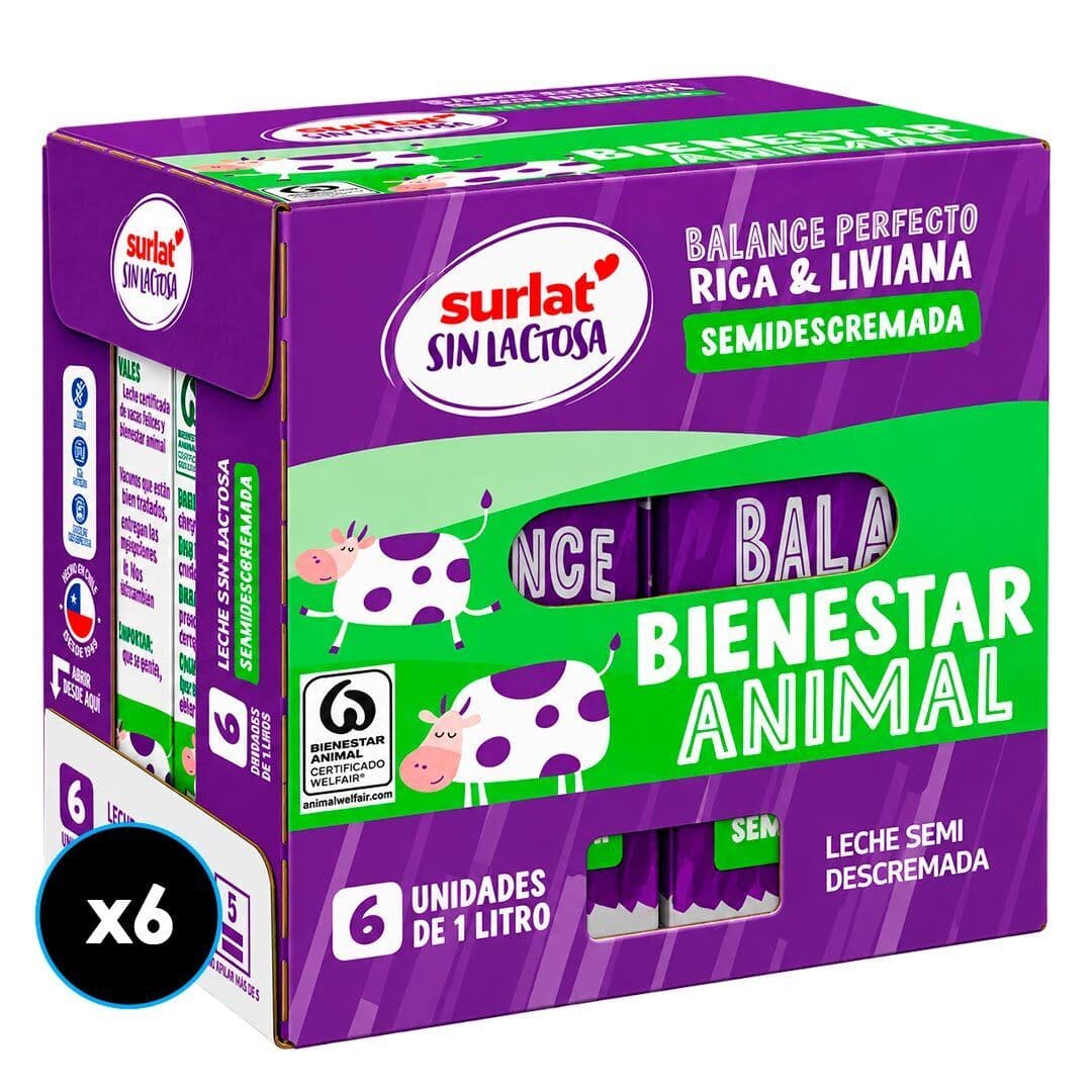 CAJA 6x Leche Semidescremada Sin Lactosa Surlat 1 lt._2