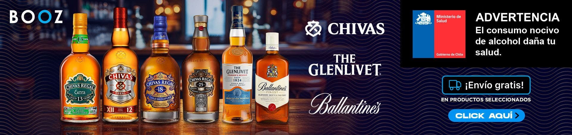 DG de Whisky Chivas + Glenlivet + Ballantines