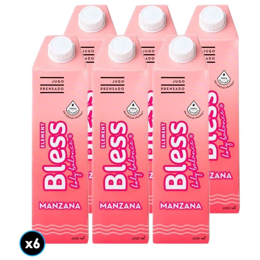 6x Jugo Natural Prensado Bless Element Manzana 1 L_1