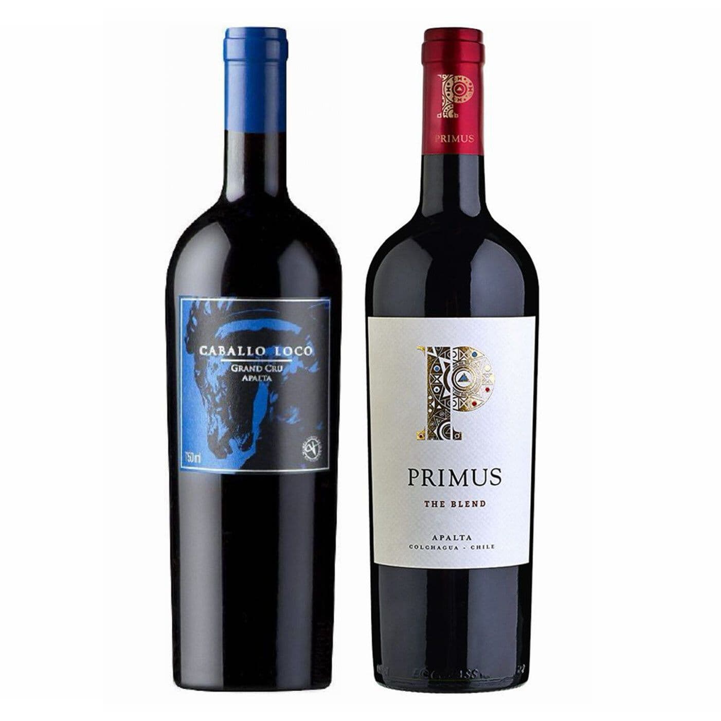 DUO PRIMUS - CABALLO LOCO: 1x Vino Primus The Blend Orgánico 750cc + 1x Vino Caballo Loco Grand Cru Apalta 750cc_1