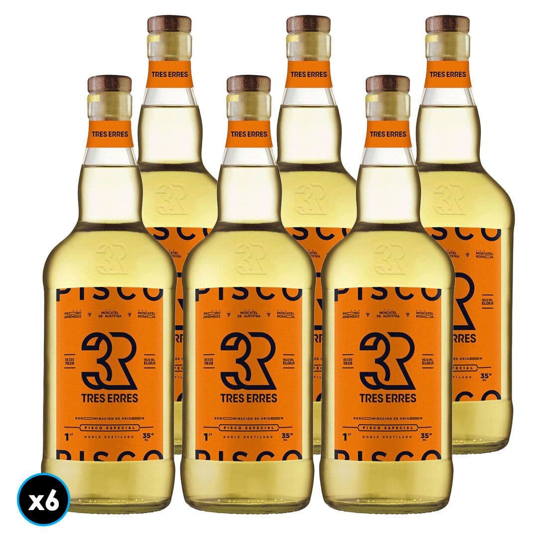 CAJA TRES ERRES 1 LITRO: 6x Pisco Tres Erres 1 Litro 35° alc._1