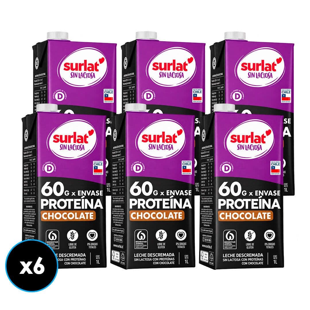 CAJA 6x Leche Chocolate Proteína 60 g Sin Lactosa Surlat 1 lt._1