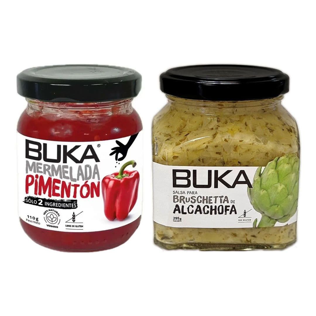 DÚO BUKA APERITIVO: 1x Bruschetta Buka Alcachofa 295 grs + 1x Mermelada Buka Pimentón Rojo 110 grs._1