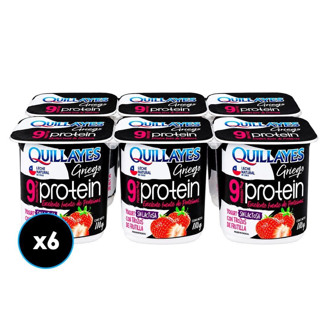 6x Yogurt Griego Protein 9 g Frutilla Quillayes 110 grs._1