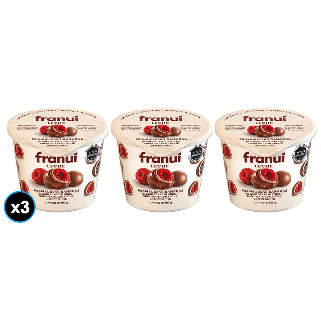 3x Bombón Helado Franui Frambuesa Chocolate con Leche y Blanco 90 grs._1