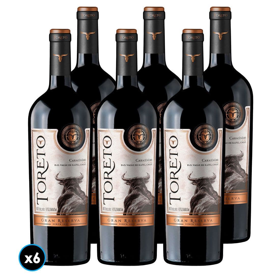 CAJA VINO TORETO GRAN RESERVA (Carmenere): 6x Vino Toreto Gran Reserva Carmenere 750cc_1