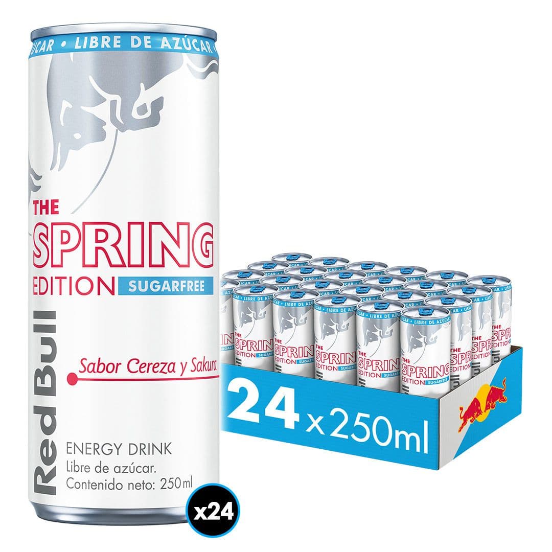 24x Bebida Energética Red Bull Spring Cereza y Sakura Sin Azúcar en Lata 250cc_1