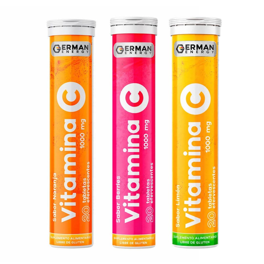 PACK VITAMINA C GERMAN ENERGY (Naranja, Berries, Limón): 3x Variedades Vitamina C German Energy 1000 mg (20 tabletas efervecentes)_1