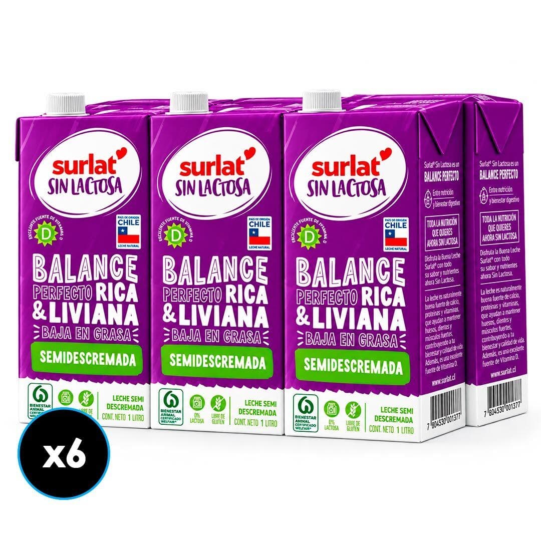 CAJA 6x Leche Semidescremada Sin Lactosa Surlat 1 lt._1