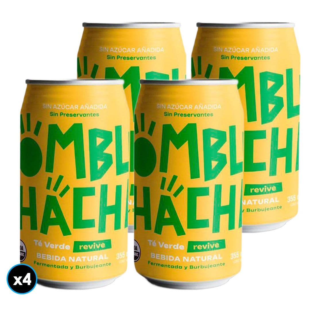 4x Kombuchacha Té Verde Sin Azúcar Lata 355cc_1