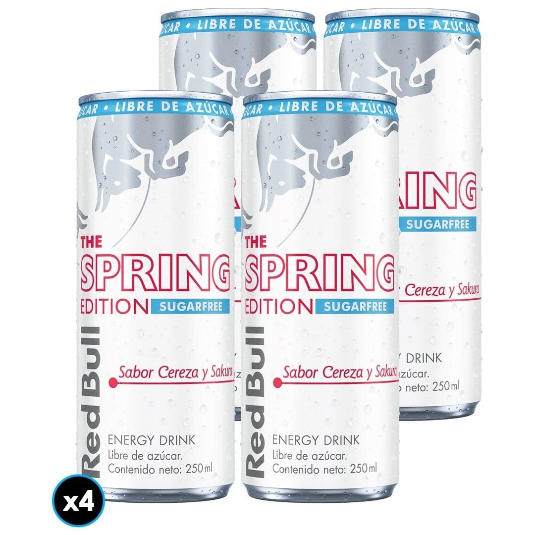 4x Bebida Energética Red Bull Spring Cereza y Sakura Sin Azúcar en Lata 250cc_1