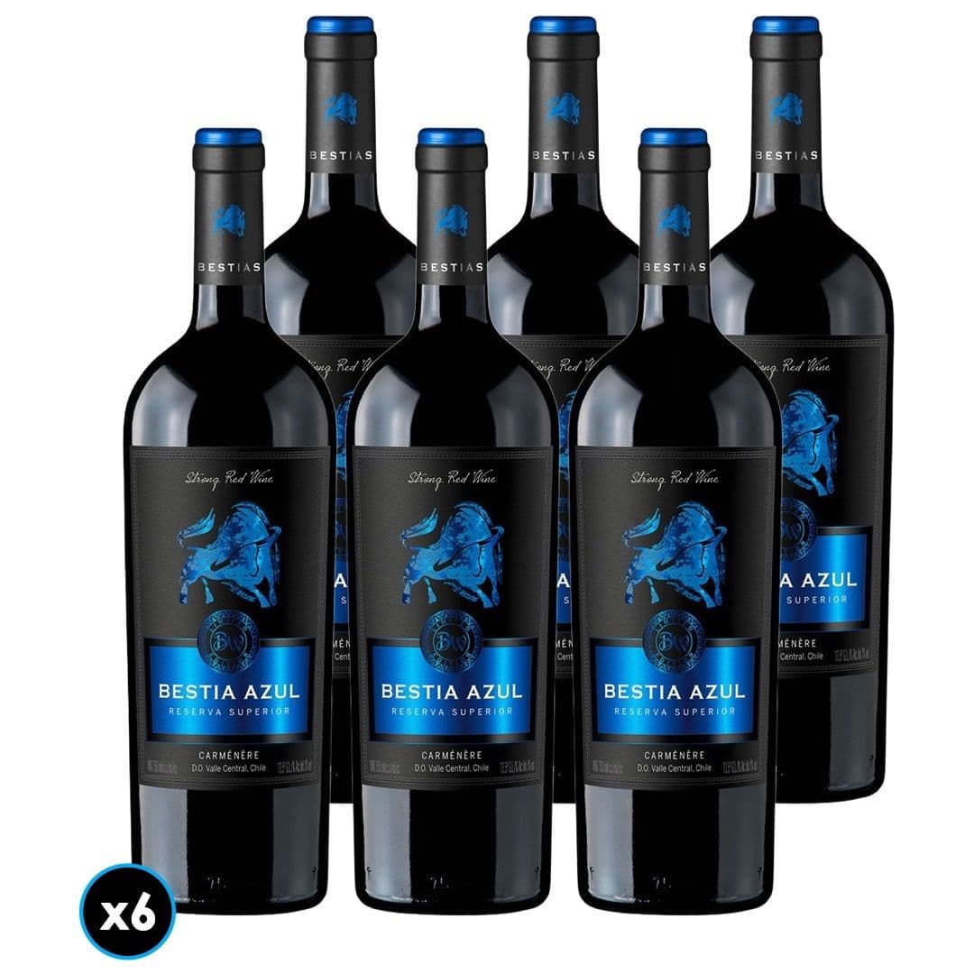 6x Vino Bestia Azul Carmenere 750cc_1