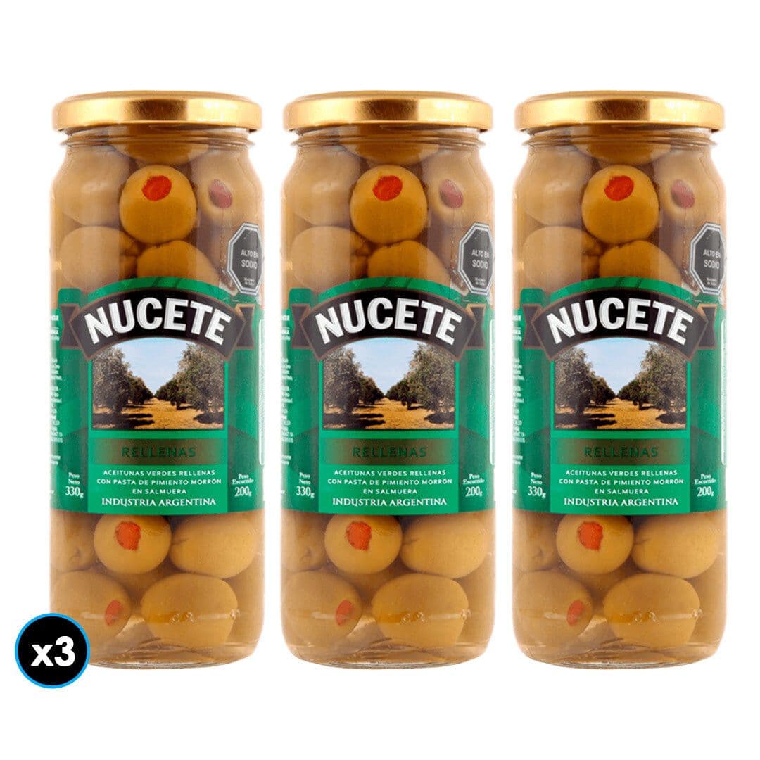 3x Aceitunas Verde Nucete Rellena Pimentón 330 grs._1