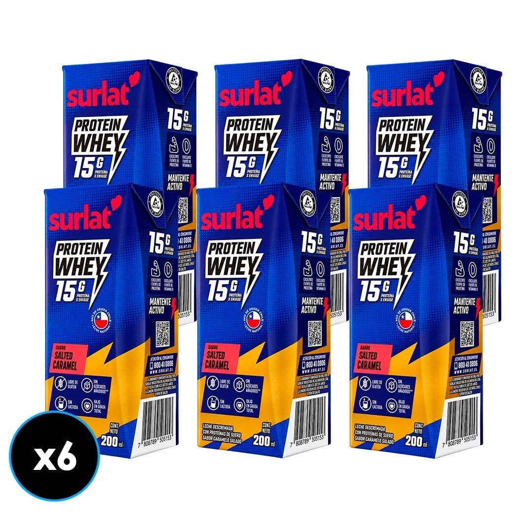 6x Leche Descremada Whey Protein 15 g Salted Caramel Surlat 200 ml._1