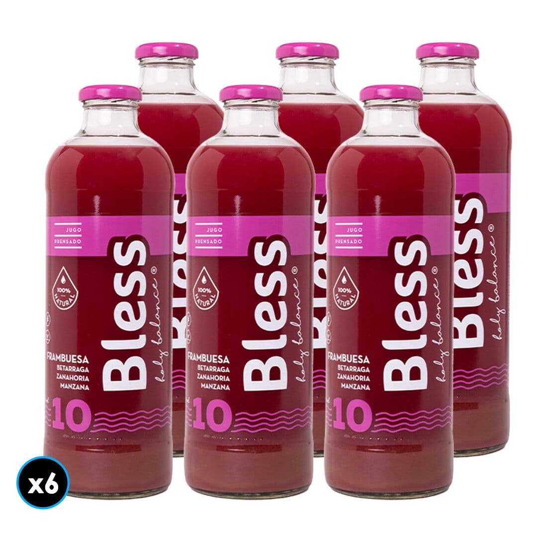 6x Jugo Bless 10 Frambuesa, Betarragá, Zanahoria y Manzana 1 L_1