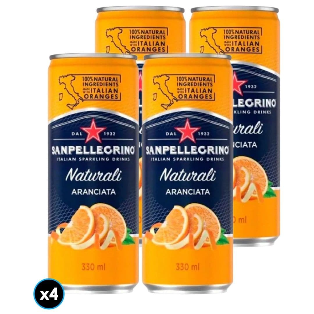 4x Agua San Pellegrino Aranciata Con Gas Lata 330cc_1