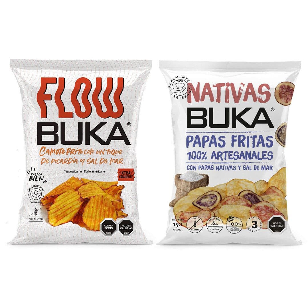 DÚO BUKA (Papas fritas - Camote): 1x Papas Fritas Nativas Sal de Mar 150 grs + 1x Camote Flow Corte Americano 200 grs._1