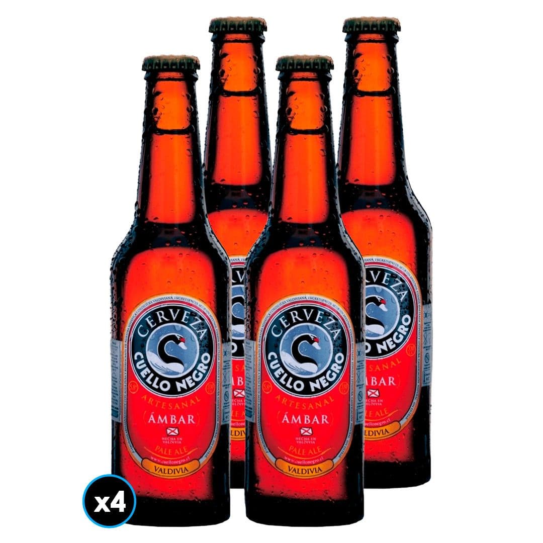 4x Cerveza Cuello Negro Ambar Botella 330cc_1