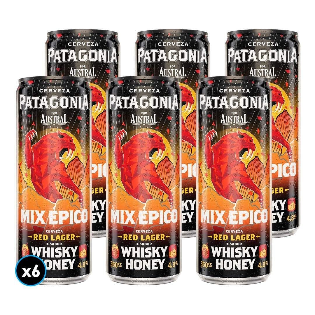 6x Cerveza Patagonia Red Lager Whisky Honey en Lata 350cc_1