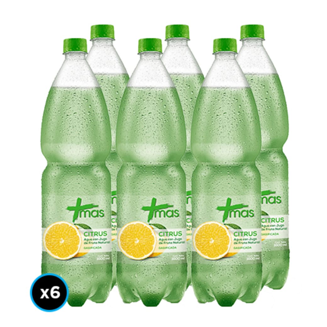 CAJA AGUA MAS CITRUS: 6x Agua Mas Citrus Con Gas 1.6 Litros_1