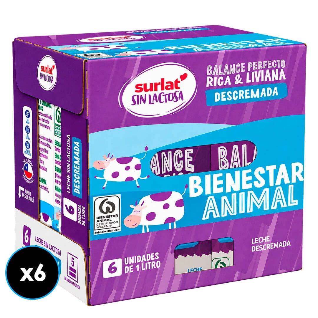 CAJA 6x Leche Descremada Sin Lactosa Surlat 1 lt._2