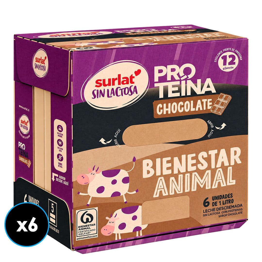CAJA 6x Leche Chocolate Proteína 60 g Sin Lactosa Surlat 1 lt._2